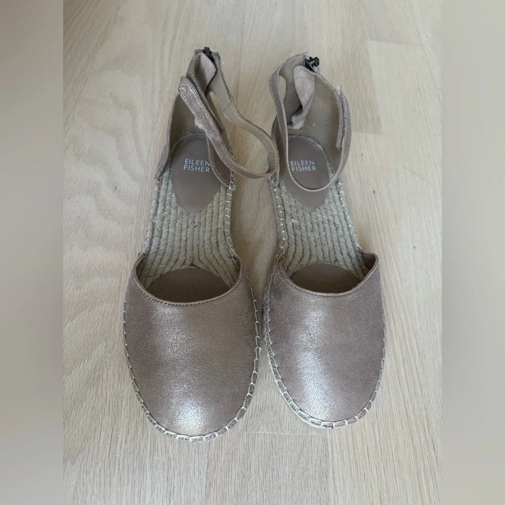 New Eileen Fisher Womens Lala Ankle Sandal 9.5 Jute Espadrille Flat Zip